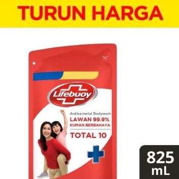 Lifebuoy Body Wash Total 10 , Mild Care, Lemon Fresh Sabun Cair Refill 825Ml
