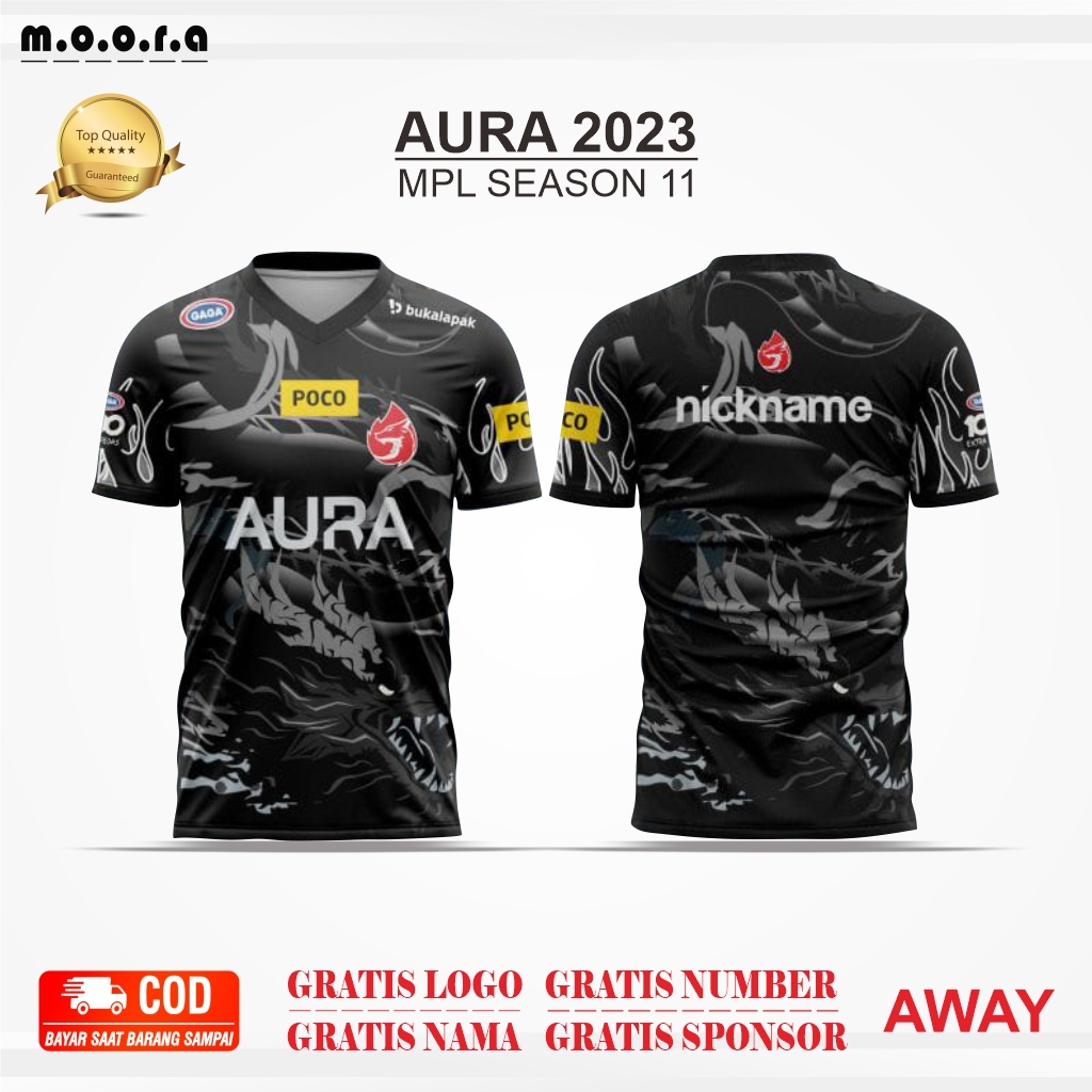 Jual Jersey Aura Esport 2023 Away Terbaru MPL Season 11 Premium Size