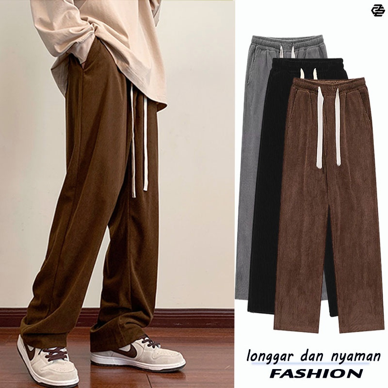 Jual celana korduroy pria corduroy pants pria celana oversize pria wide