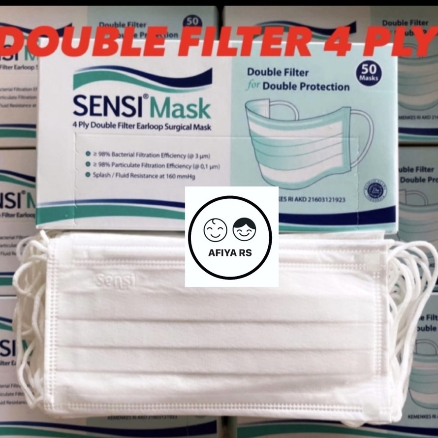 Jual Masker Sensi Earloop 4 Ply Double Filter Warna Putih Isi 50 Pcs ...