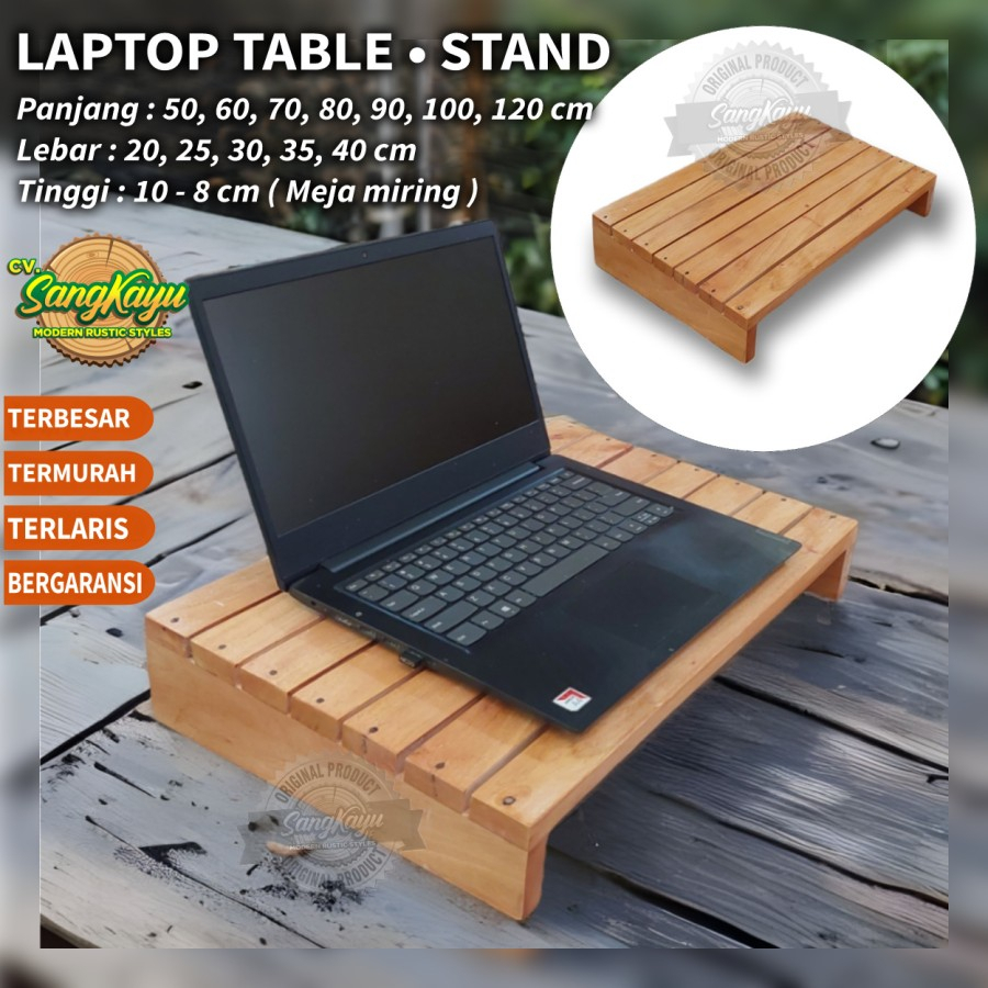 Jual Meja Laptop Kayu Minimalis Portable Miring Macbook Laptop Stand ...