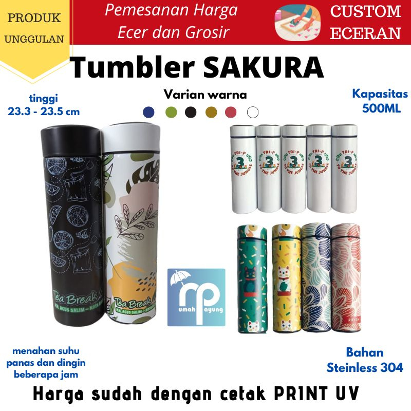 Jual TUMBLER CUSTOM GROSIR ECERAN TUMBLER LIFE SAKURA 500ML PRINT UV ...