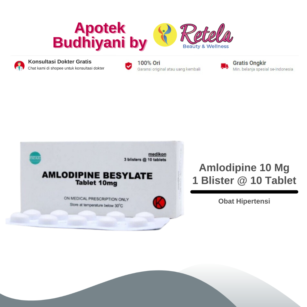 Jual Amlodipine 10 Mg 1 Blister @ 10 Tablet / Obat Hipertensi | Shopee ...