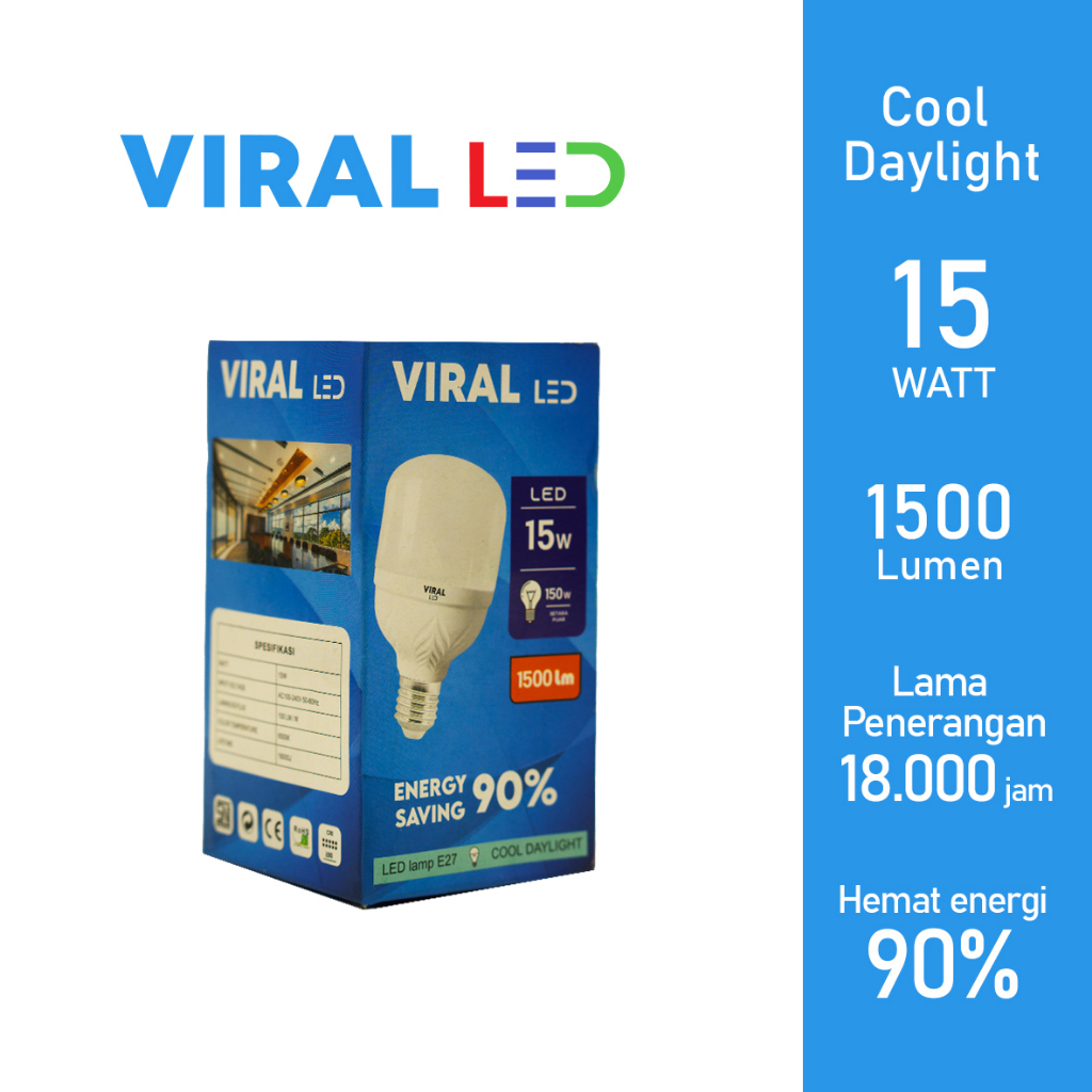 Jual VIRAL Lampu LED Kapsul Jumbo 15 Watt Hemat Energy - Cahaya Putih ...