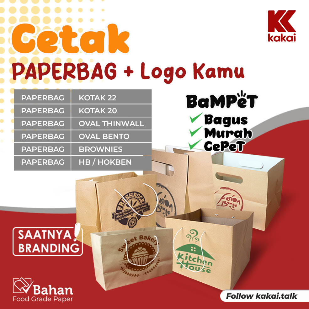 Jual CUSTOM TAS KERTAS / SABLON TAS KERTAS / SABLON PAPERBAG @600pcs