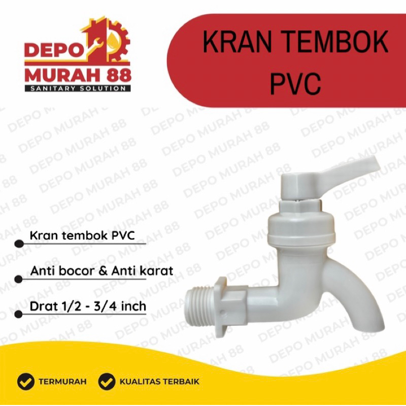 Jual Kran Tembok Keran Air Pvc Putih Kran Wc Inch Shopee Indonesia