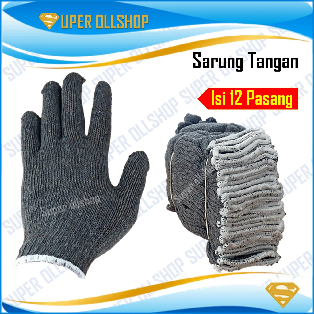 Jual Sarung Tangan Safety / Sarung Tangan Kain Katun Abu Abu Benang ...