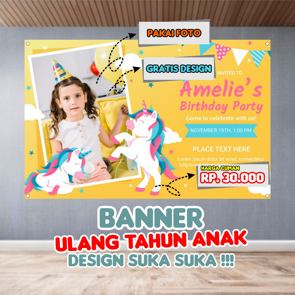 Jual Spanduk Banner Ulang Tahun Anak Design Custom Shopee Indonesia