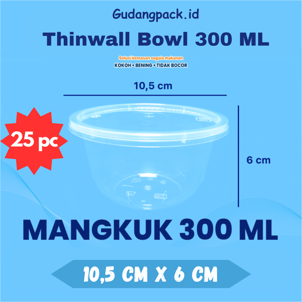 Jual Thinwall Round Bowl 300ml 25pc Mangkok Makan Plastik Wadah Makanan Mangkuk Food Container 4615