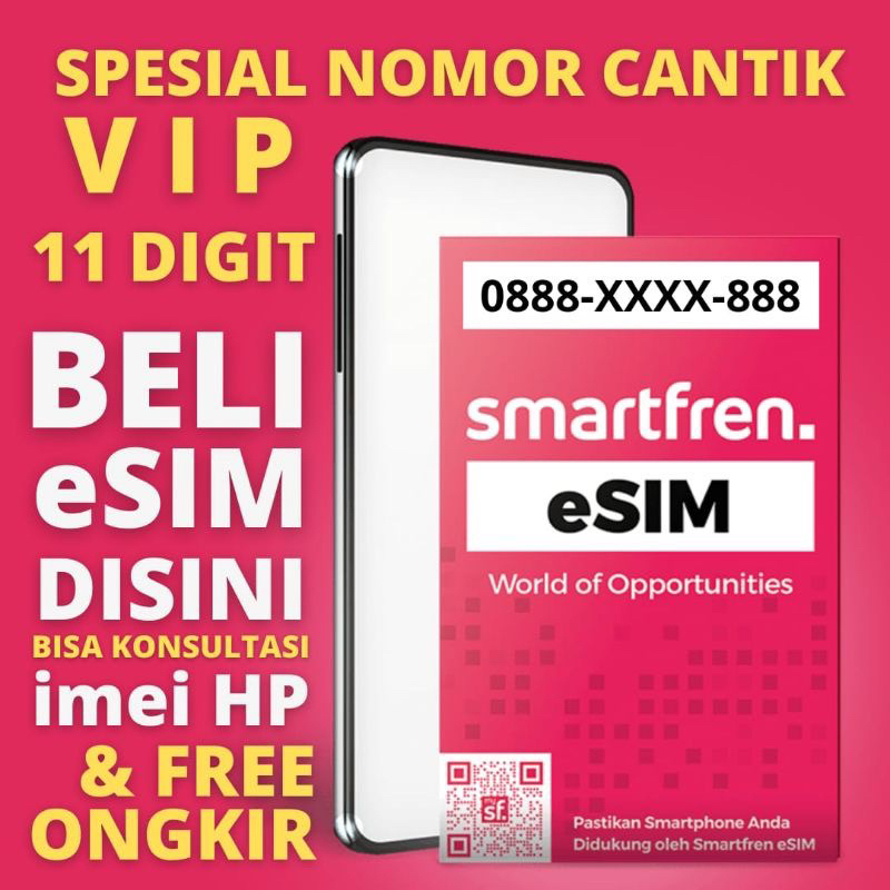 Jual NOMOR CANTIK SMARTFREN (bisa ESIM / Kartu Fisik) | Shopee Indonesia