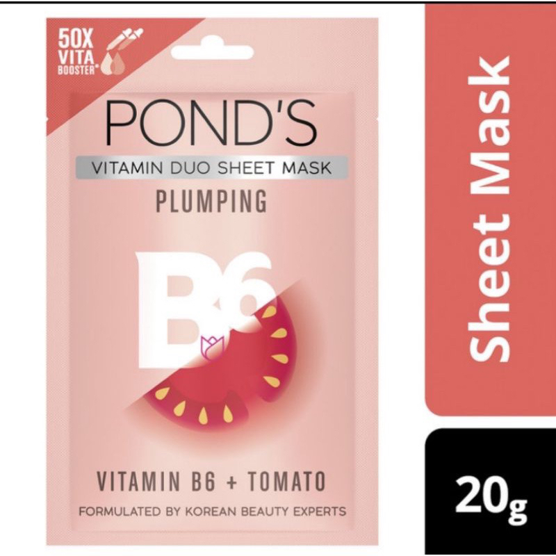 Jual PONDS VITAMIN DUI SHEET MASK PLUMPING MASKER VITAMIN B6 TOMATO ISI ...