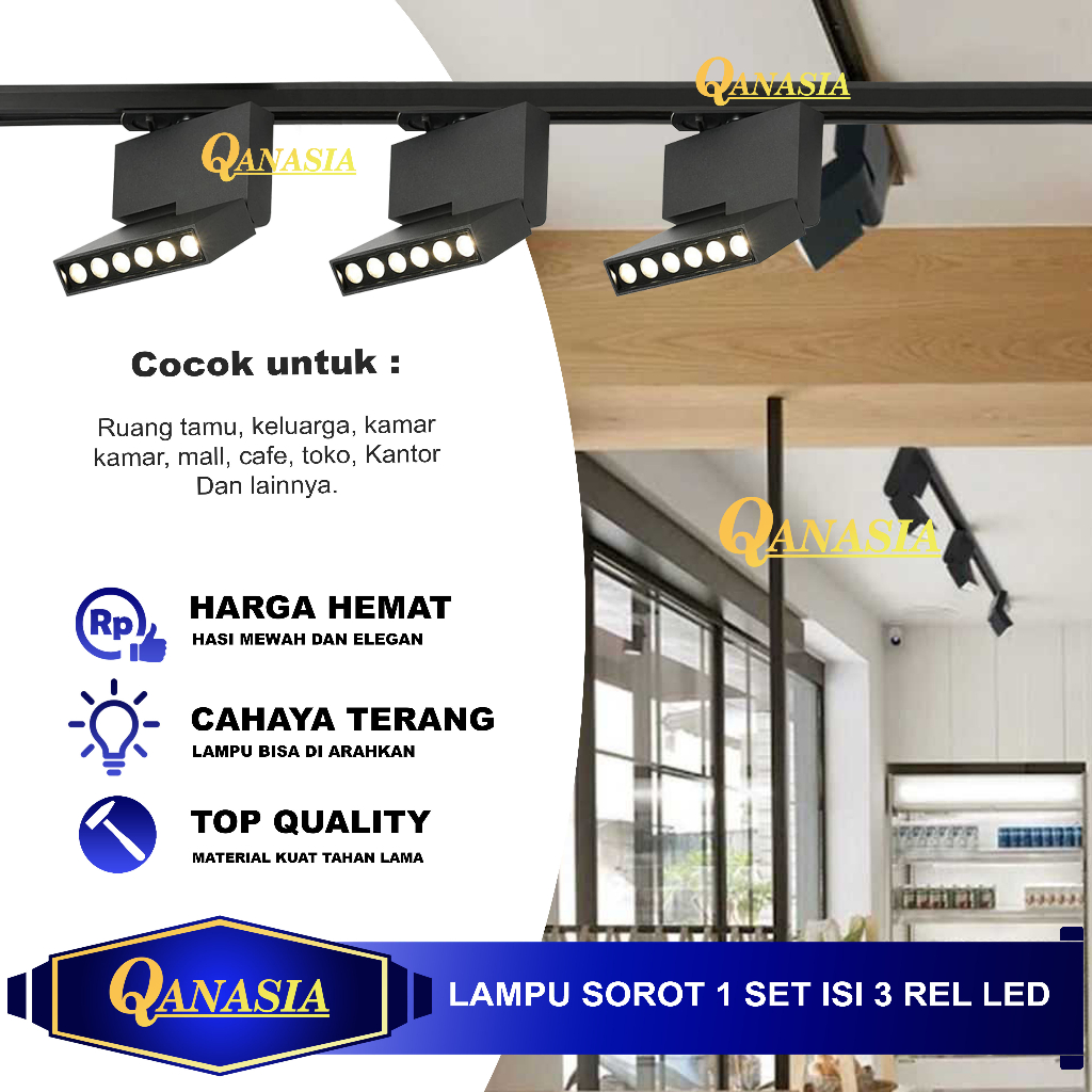 Jual Paket Lampu Sorot Rel Isi Spotlight Track Light Rell Fold