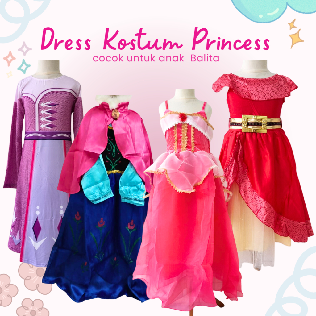 Jual Dress Kostum Anak Karakter Princess Baju Lebaran Pesta Kondangan ...