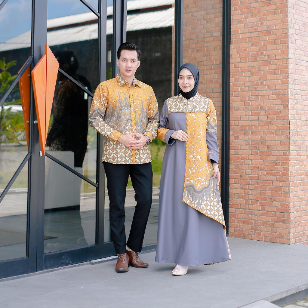 Jual Benang Raja Batik Couple Pria Wanita Motif Kuning Abu | Shopee ...