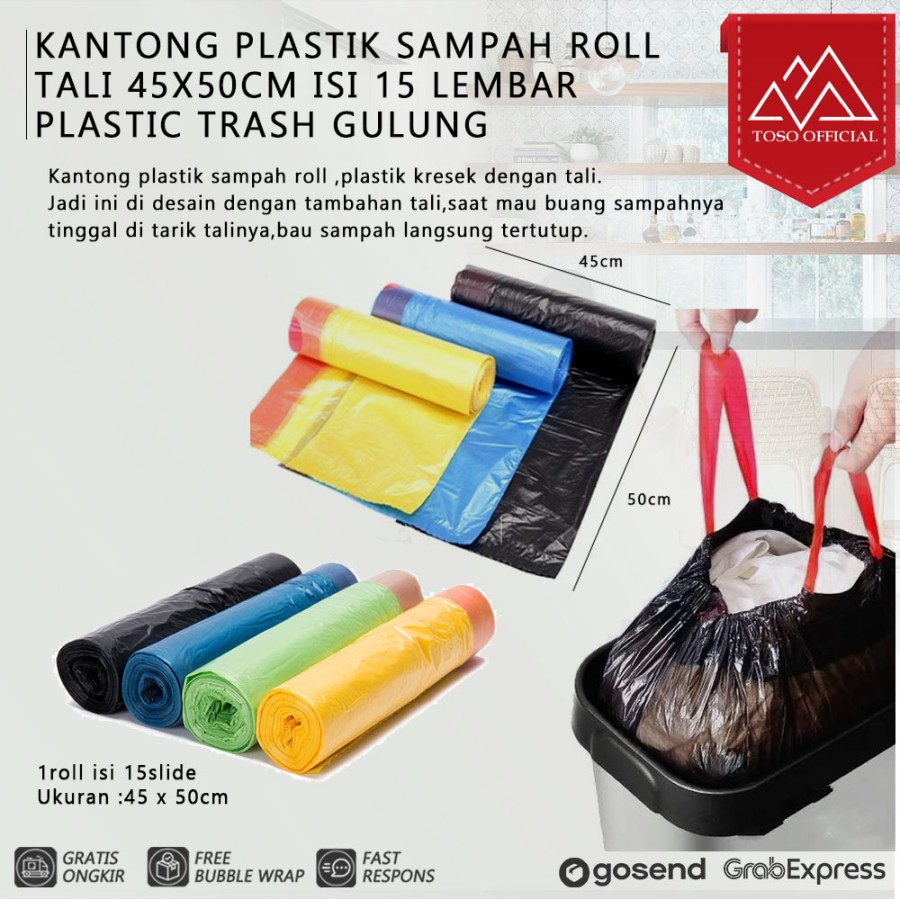 Jual Kantong Plastik Sampah Roll Tali 45x50cm Isi 15 Lembar Plastic Trash Shopee Indonesia 