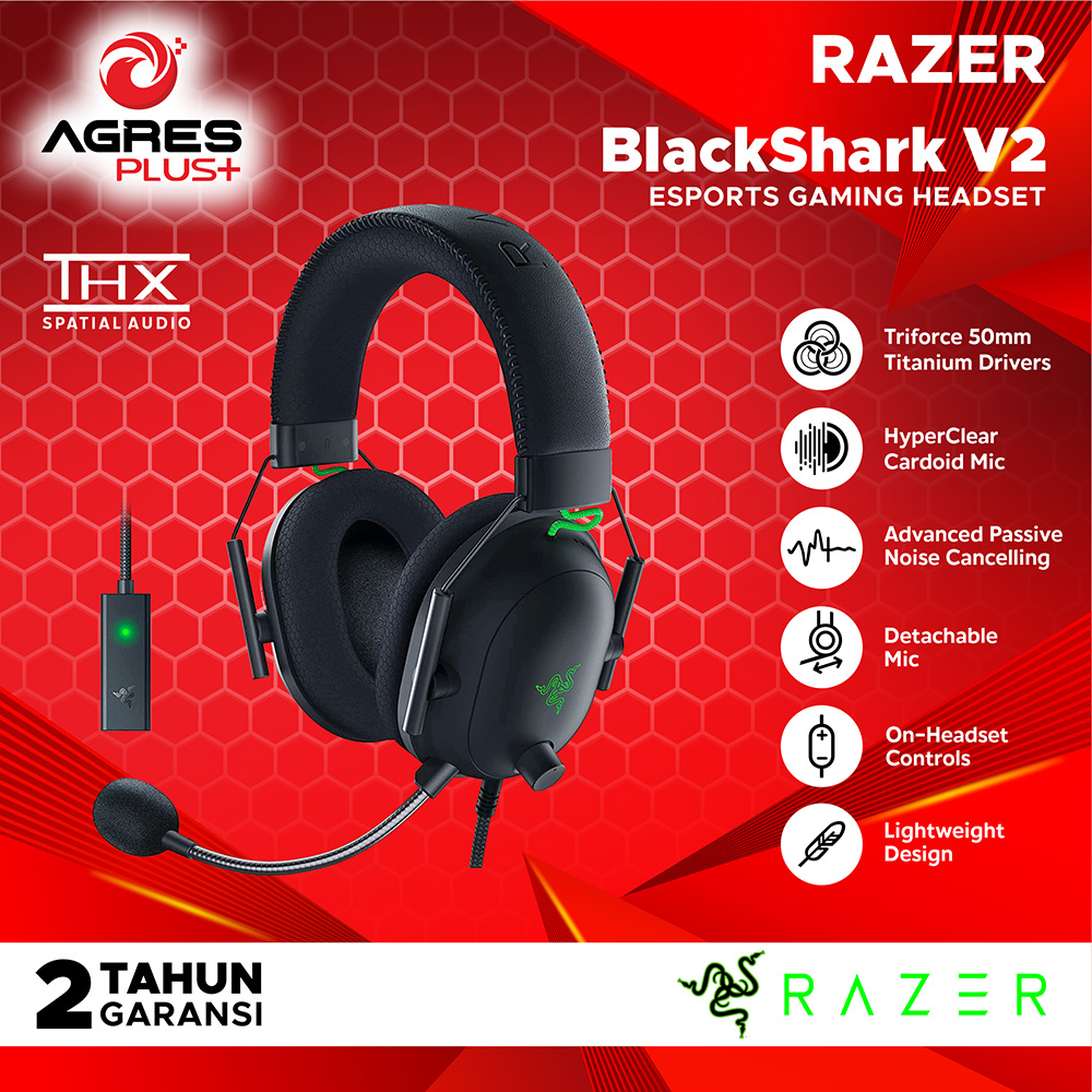 Jual RAZER Blackshark V2 USB Sound Card Gaming Headset THX Sound Black