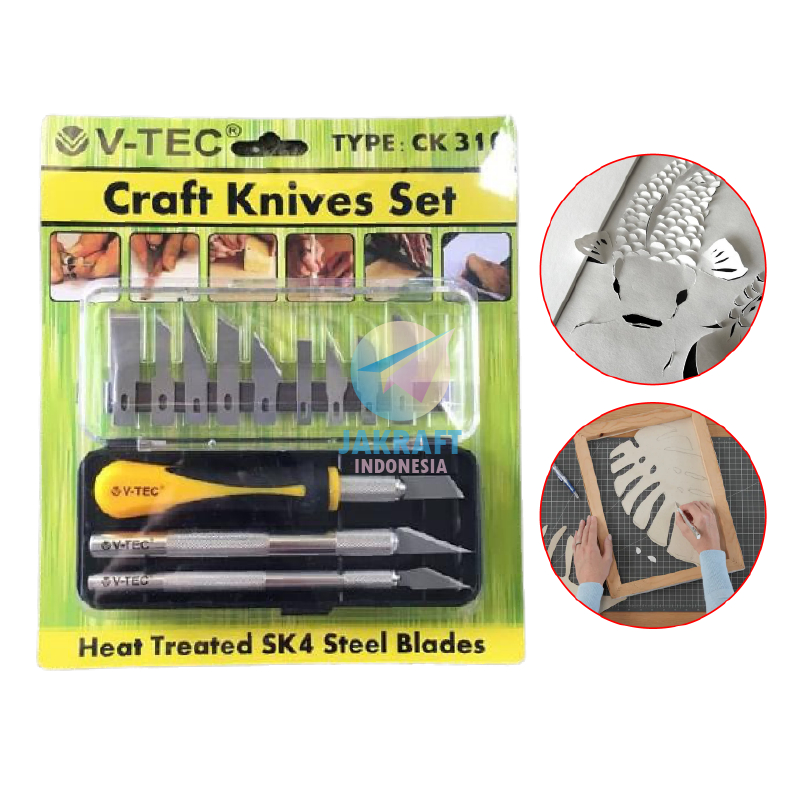 Jual (1 Set) Craft Pen Cutter Knife V-TEC CK-310 Pisau Ukir isi 3 ...