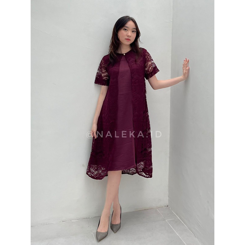 Jual n309 dress kondangan korean look simple elegant Shopee Indonesia