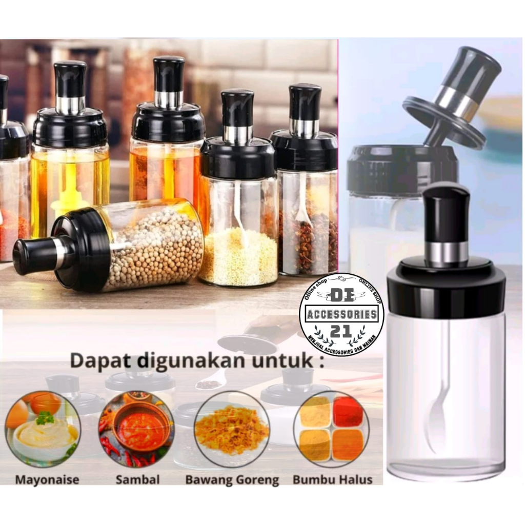 Jual Botol Bumbu Dapur Toples Bumbu Dapur Tempat Bumbu Racikan Kaca Tebal Dapur Serbaguna