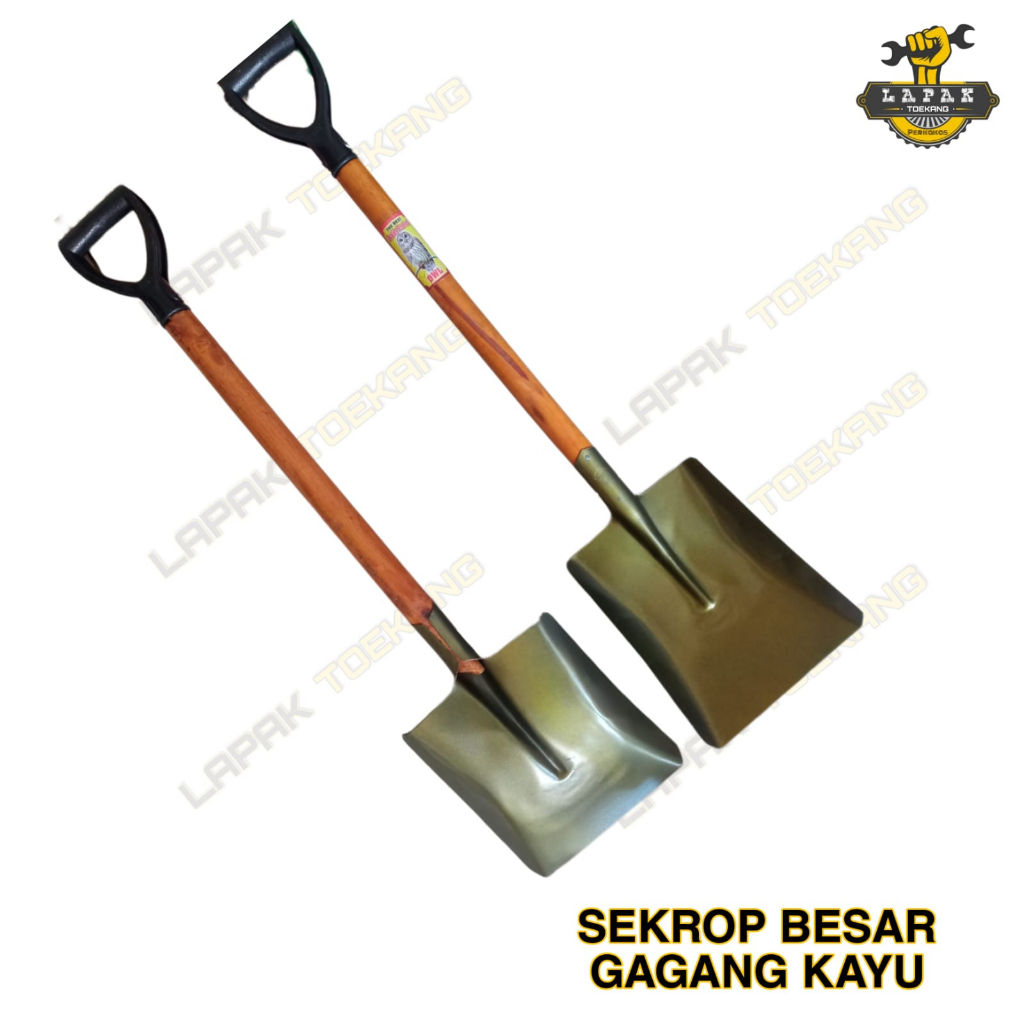 Jual Sekop Pasir Skop Tanah Persegi Plat Besi Sekrop Kotak Gagang Kayu