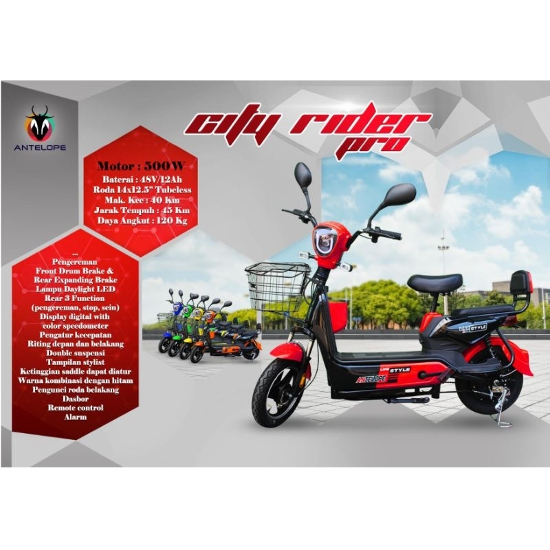 Jual Sepeda Listrik Antelope type City Rider Pro | Shopee Indonesia