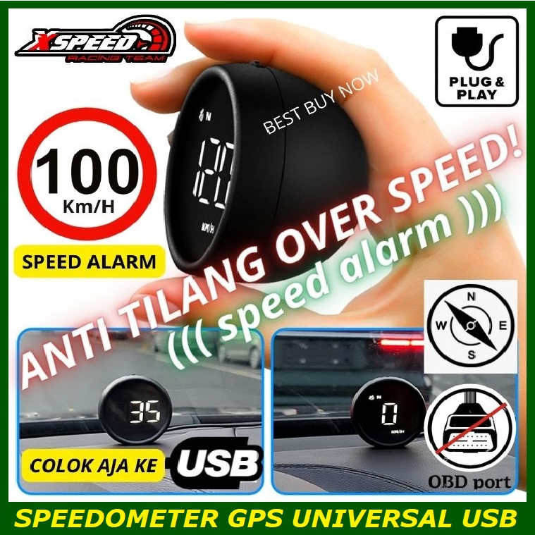 Jual Hud Gps Compas Altitude Ketinggian Speedo Meter Deteksi Batas Jarak Kecepatan Max Speed