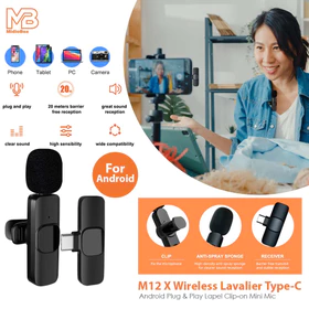 Microphone Wireless M12XLapel MIC Clip On Vlog Smartphone