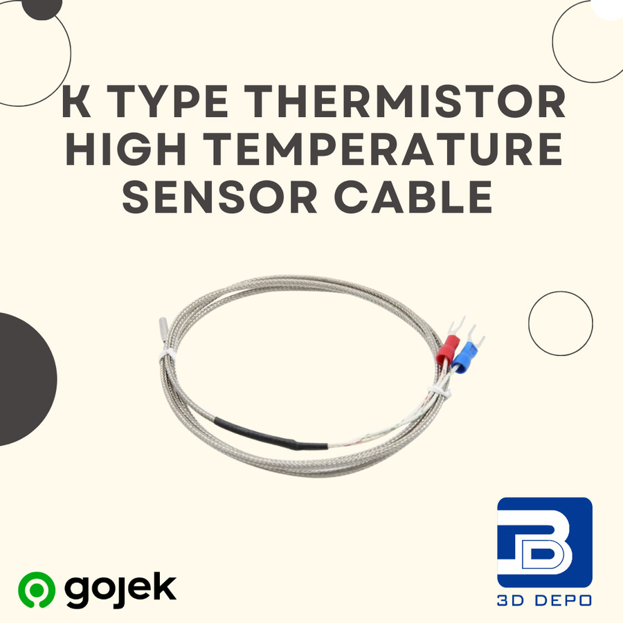 Jual K Type Thermistor High Temperature Sensor Cable 0-600℃ 3D Printer ...