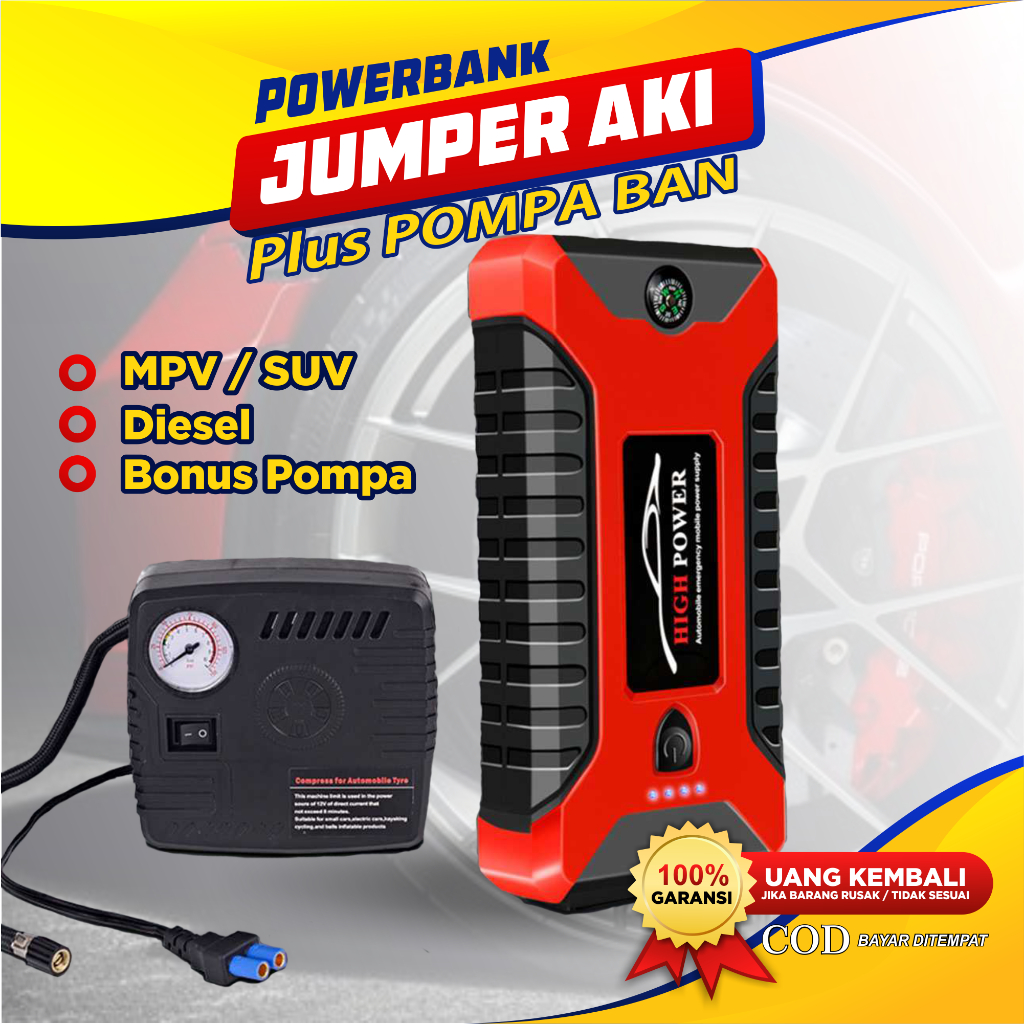 Jual Powerbank Jumper Aki Mobil PowerBank 10.000mAh USB Jamper aki Alat