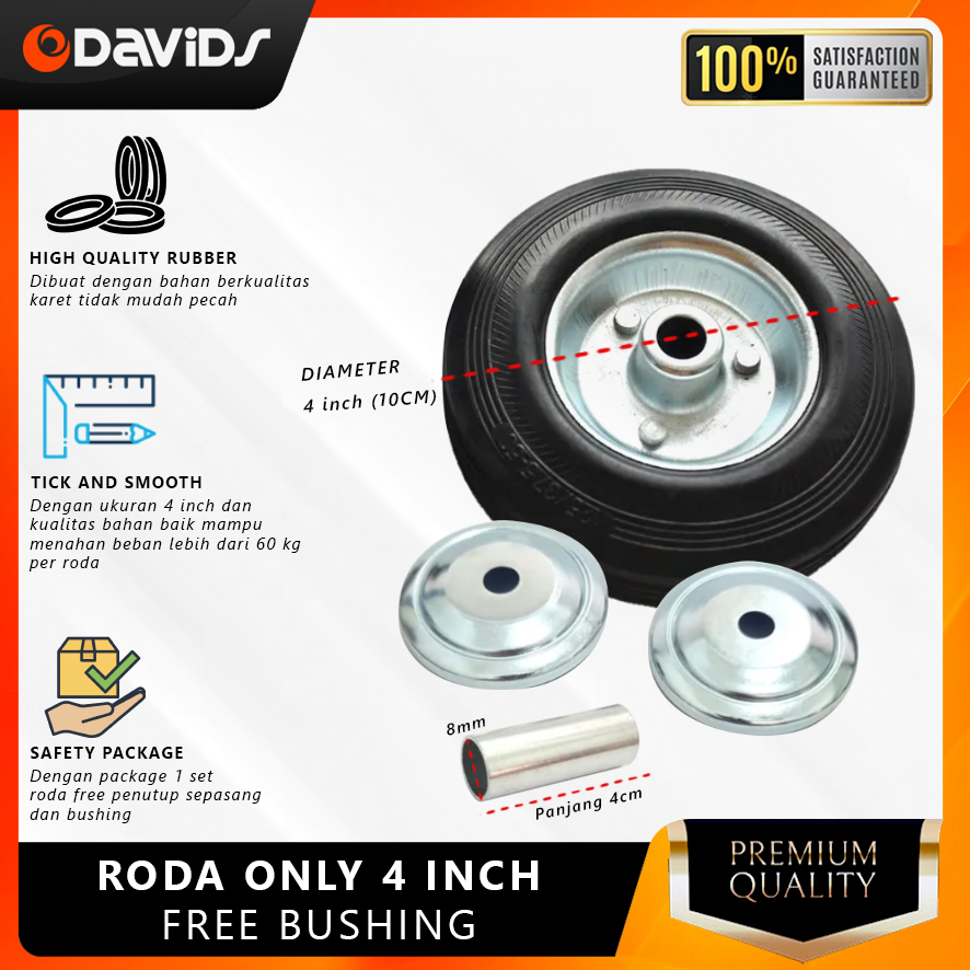 Jual Roda Troli Karet Caster Gerobak Ban Troly Only 4 Inch Plus Bushing Shopee Indonesia 2591