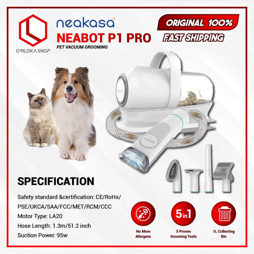 Jual Neakasa by neabot P1 Pro Pet vacuum & gromming kit / Alat Gromming