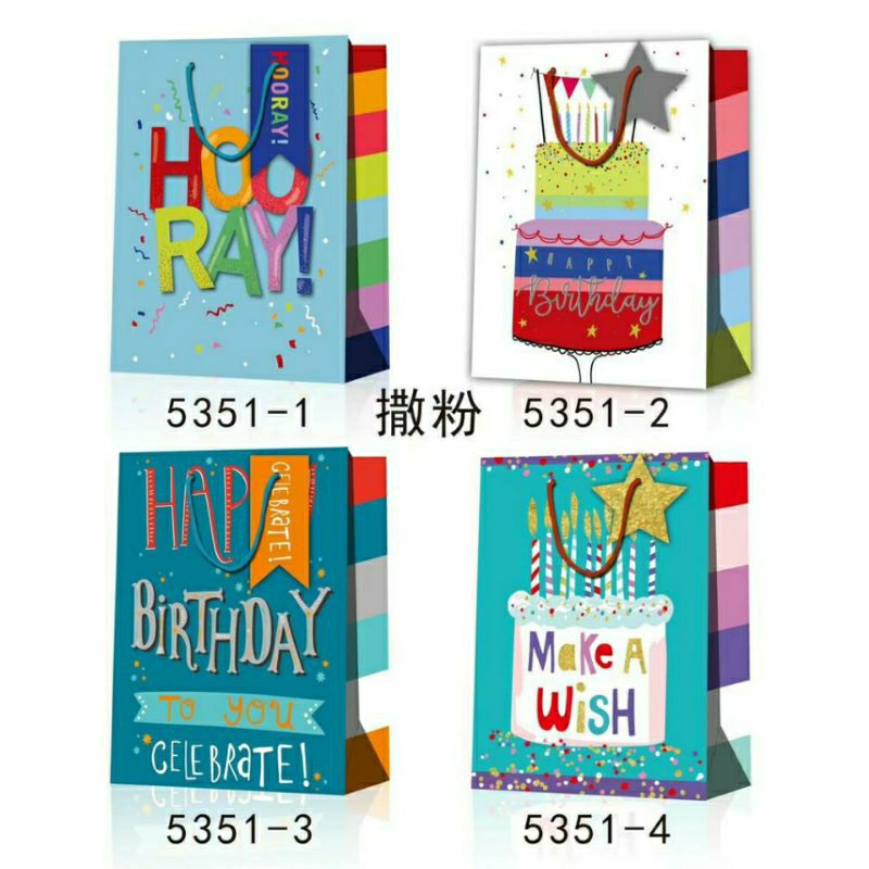 Jual Paperbag Motif Happy Birthday / Paperbag Motif Ulang Tahun