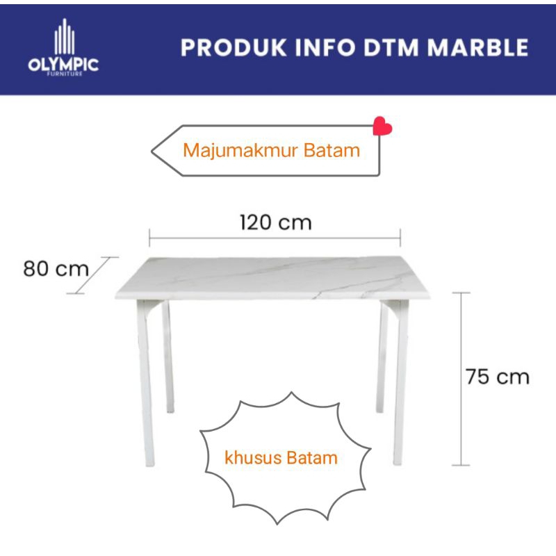 Jual OLYMPIC DTM MARBLE MEJA MAKAN + 4 KURSI ( DINNING TABLE ) | Shopee ...