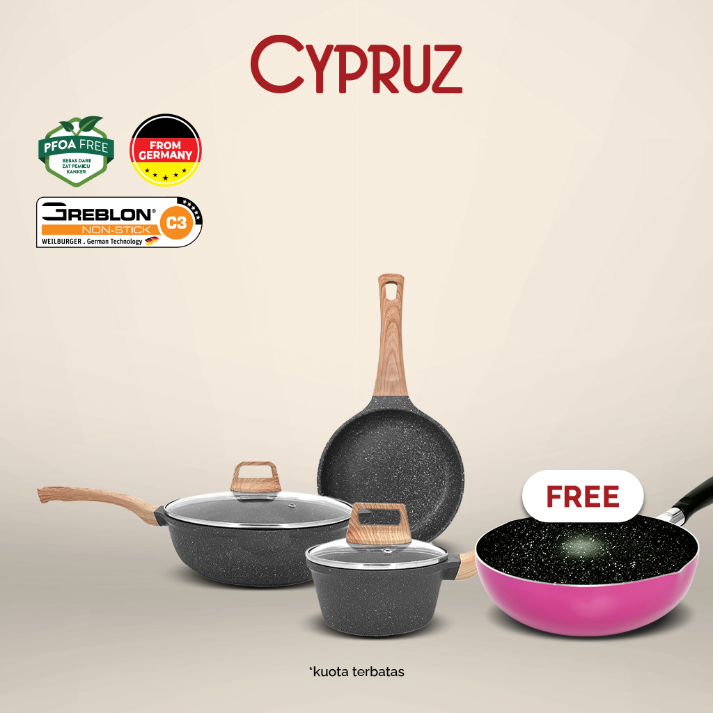 Jual Cypruz Granite Cookware Set Sauce Pan Tutup 18cm Fry Pan 20cm Shopee Indonesia 1826