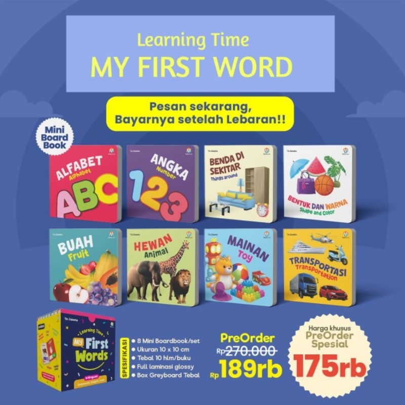 Jual Mini Board book Learning Time My First Word Ziyad Books Versi Baru ...