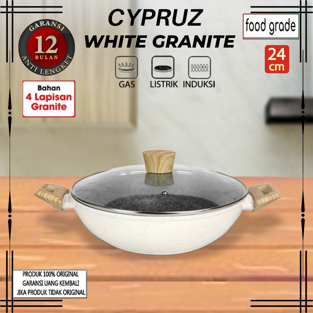 Jual Cypruz Fry Pan Induksi Wok Wajan White Granite 24 Cm Ki 0802 Shopee Indonesia 0045