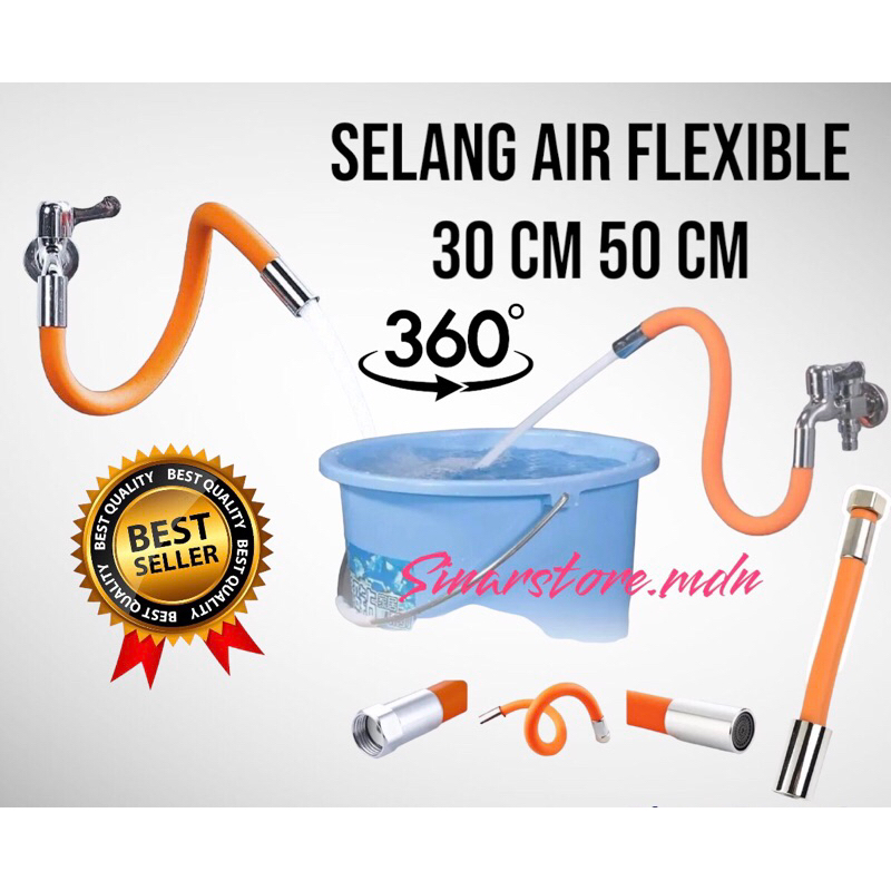 Jual Sambungan Kran Air Flexible 30 Cm 50 Cm Faucet Extender Universal 360 Derajat Alat