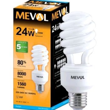 Jual MEVAL Lampu Tornado Spiral LHE 24 Watt Cool Daylight | Shopee ...