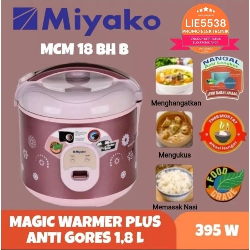 Jual MIYAKO MCM18BH B / MCM18BHB Rice Cooker 3in1 Anti Gores 1,8 L