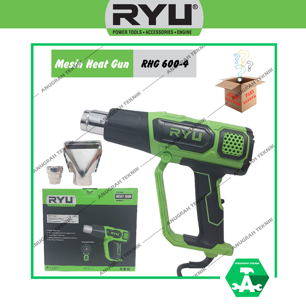 Jual RYU RHG 600-4 Heat Gun / Hot Gun Blower Panas 250-2.000 Watt ...