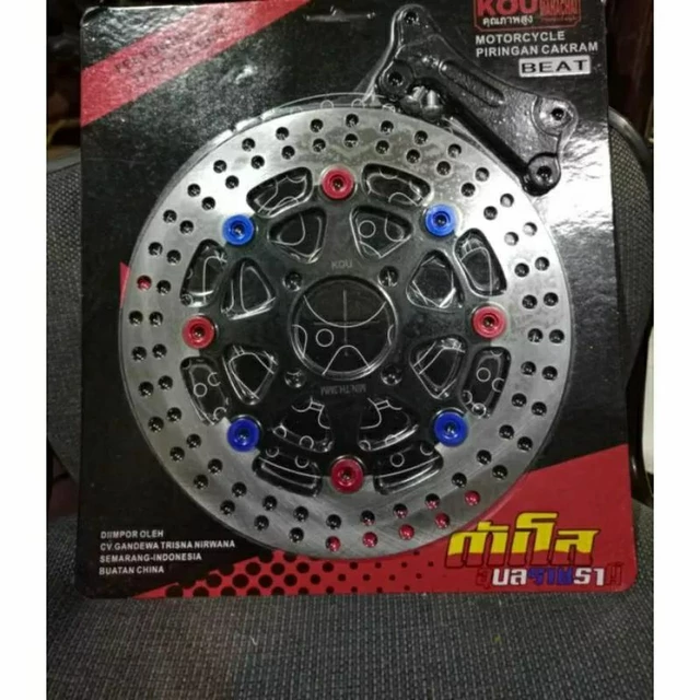 piringan cakram depan kou beqt uk260mm model daytona bulat hitam plus breket kaliper