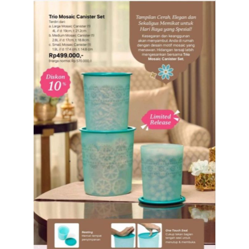 Jual Tupperware Original - Trio Mosaic Canister Set (Dapat 3 Pcs ...