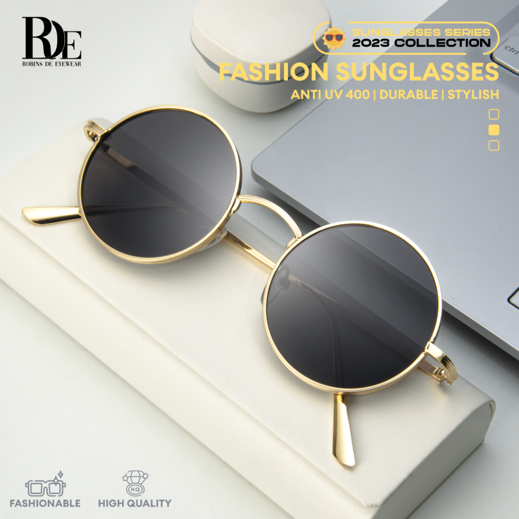 Jual Robins - Kacamata Hitam Bulat Sunglasses Fashion UV400 Pria Wanita