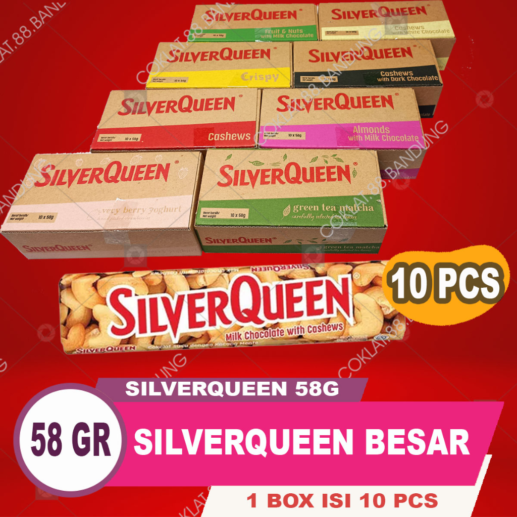 Jual SILVERQUEEN 55gr ex 58gr 1 BOX ISI 10 PCS, COKLAT SILVER QUEEN 55 ...