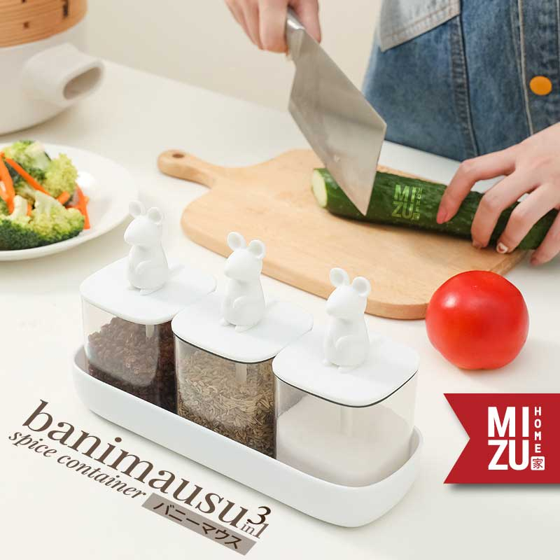 Jual MIZU BANIMAUSU 3in1 Spice Container Seasoning Jar Spice Bottle ...
