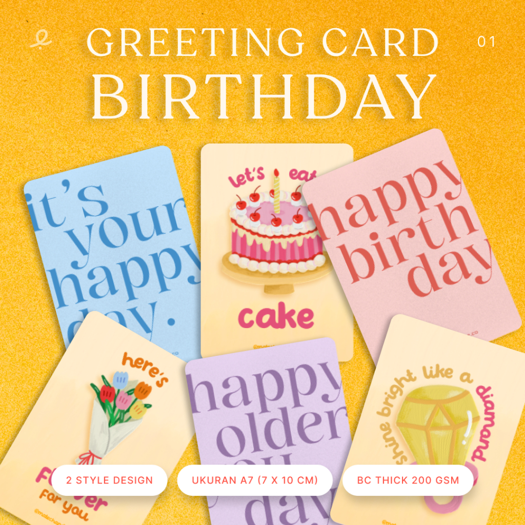 Jual Greeting card Birthday Kartu ucapan ulang tahun Uk A7 (7x10 cm