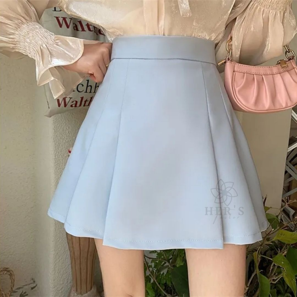 Jual Her's - Bexa - High Rise Plain Pleated Mini A-Line Skirt - Rok ...