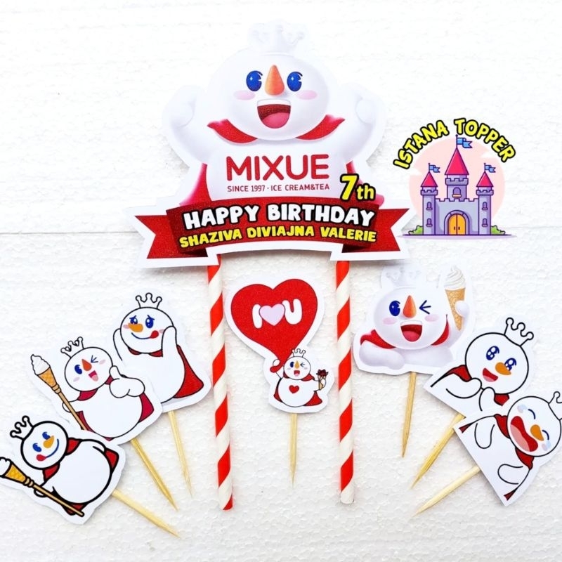 Jual Topper Cake CUSTOM Tema Mixue Custom Nama /Topper Ultah | Shopee