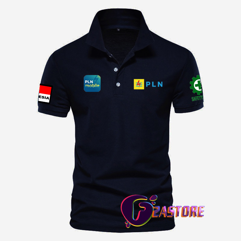 Jual BAJU kerah model polo Depan LOGO PLN - BAJU PLN MOBILE dan logo