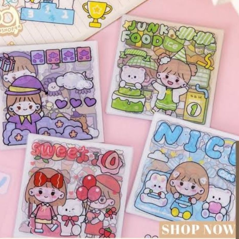 Jual 1PACK SI 20 LEMBAR STICKER DECORATIVE PACK STIKER DEKORASI JOURNAL MOMO SERIES LUCU